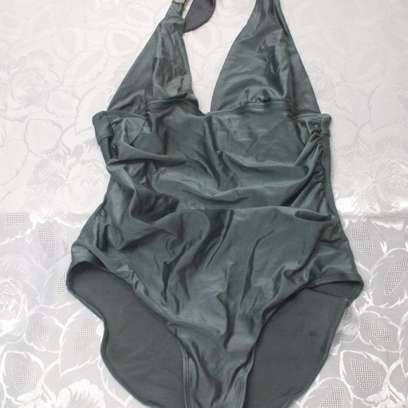 Women's Silver One Piece Bathing Suit L Size 12 - Picture 1 of 3